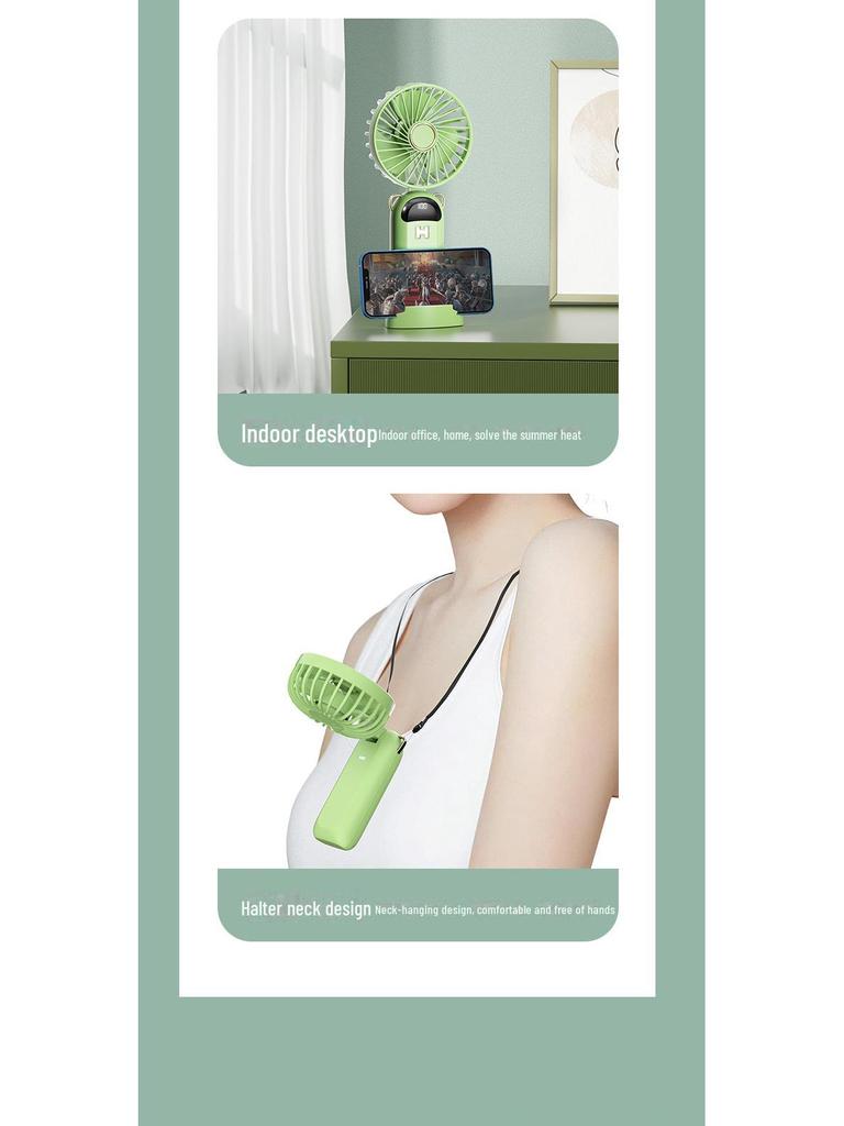 Ventilatore Portatile Pieghevole con Display Digitale 2025 - Silenzioso, Ricaricabile USB, per Uso su Scrivania, Portatile o da Collo