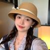 Elegant Hepburn Women Beach Sunshade Sun Hat  Summer Retro Sunscreen Hat Bow Fisherman Hat