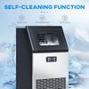 Commercial Ice Maker Machine, Freestanding Stainless Steel Ice Machine with Self-Cleaning, LCD Display, 45kg/24 Hours and 11kg Storage for Home