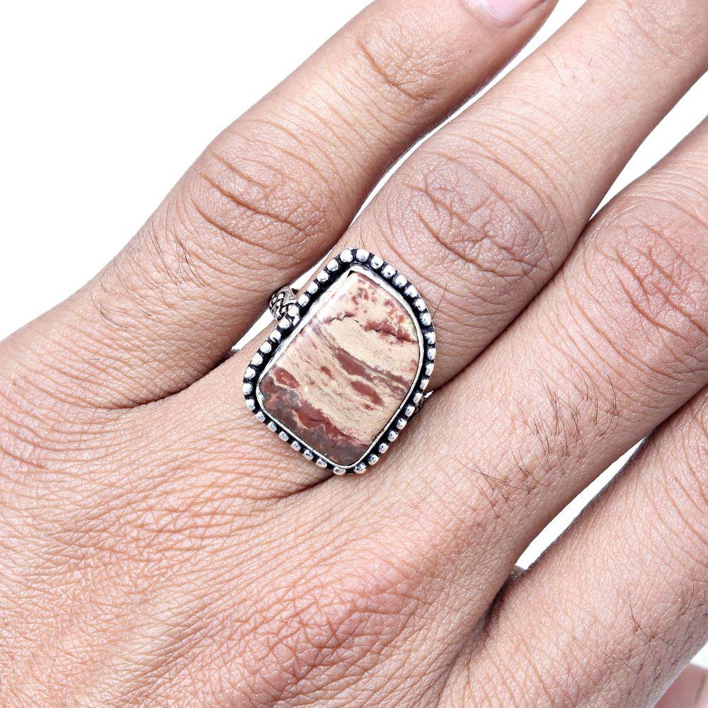 Designer Jasper Gemstone Handmade Silver Jewelry  "8.5"