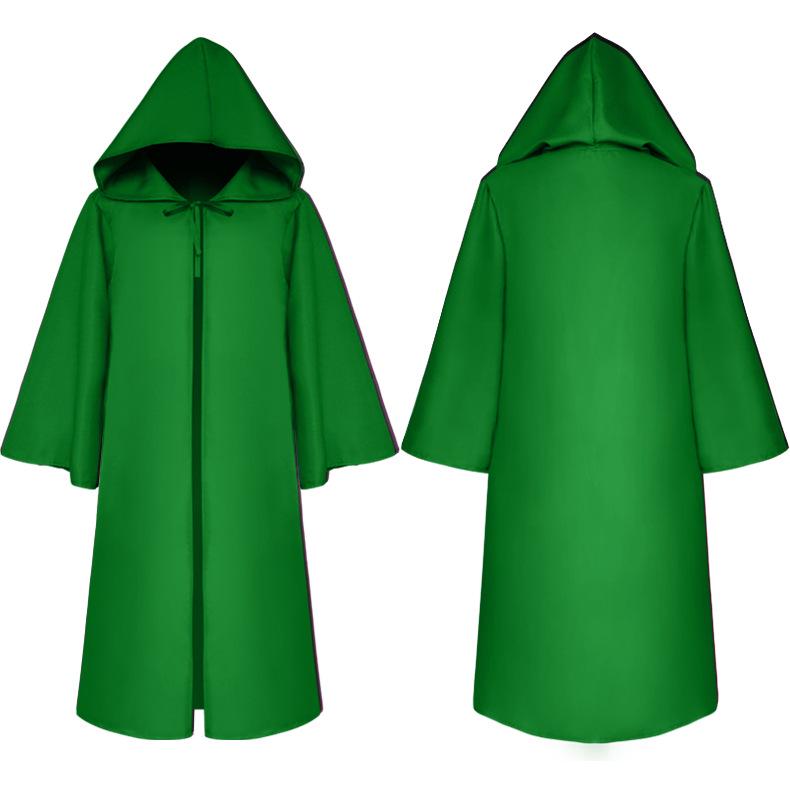 Medieval Wizard Hooded Cloak: Five Colors, Long Sleeve Cape, Halloween Grim Reaper Costume
