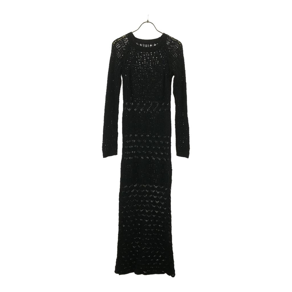 AMERI UNDRESSED Long Sleeve Cotton Knit Long Dress M Black Race Women Used