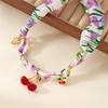 Bohemian Style Satin Bandana Scarf Necklace Vintage Flower Heart Bow Cherry Charm Scarf Pendant Fashion Women Jewelry Accessory