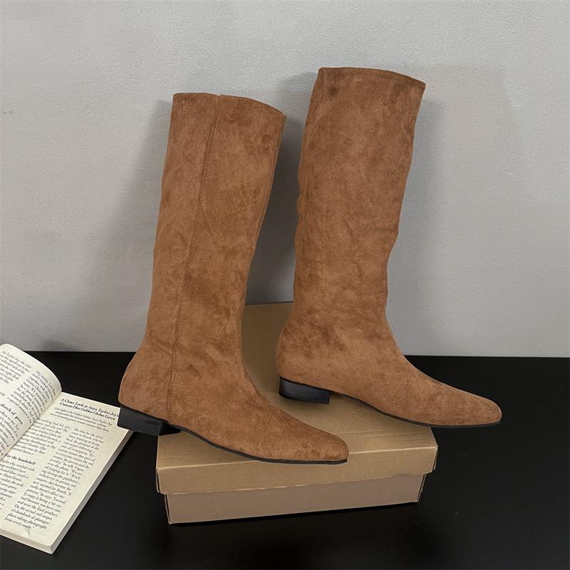 

Autumn Winter Stretch Slim Women Knee High Boots Fashion Slip On Pointed Toe Shoes Street Style Low Heels Knight Long Botas 35