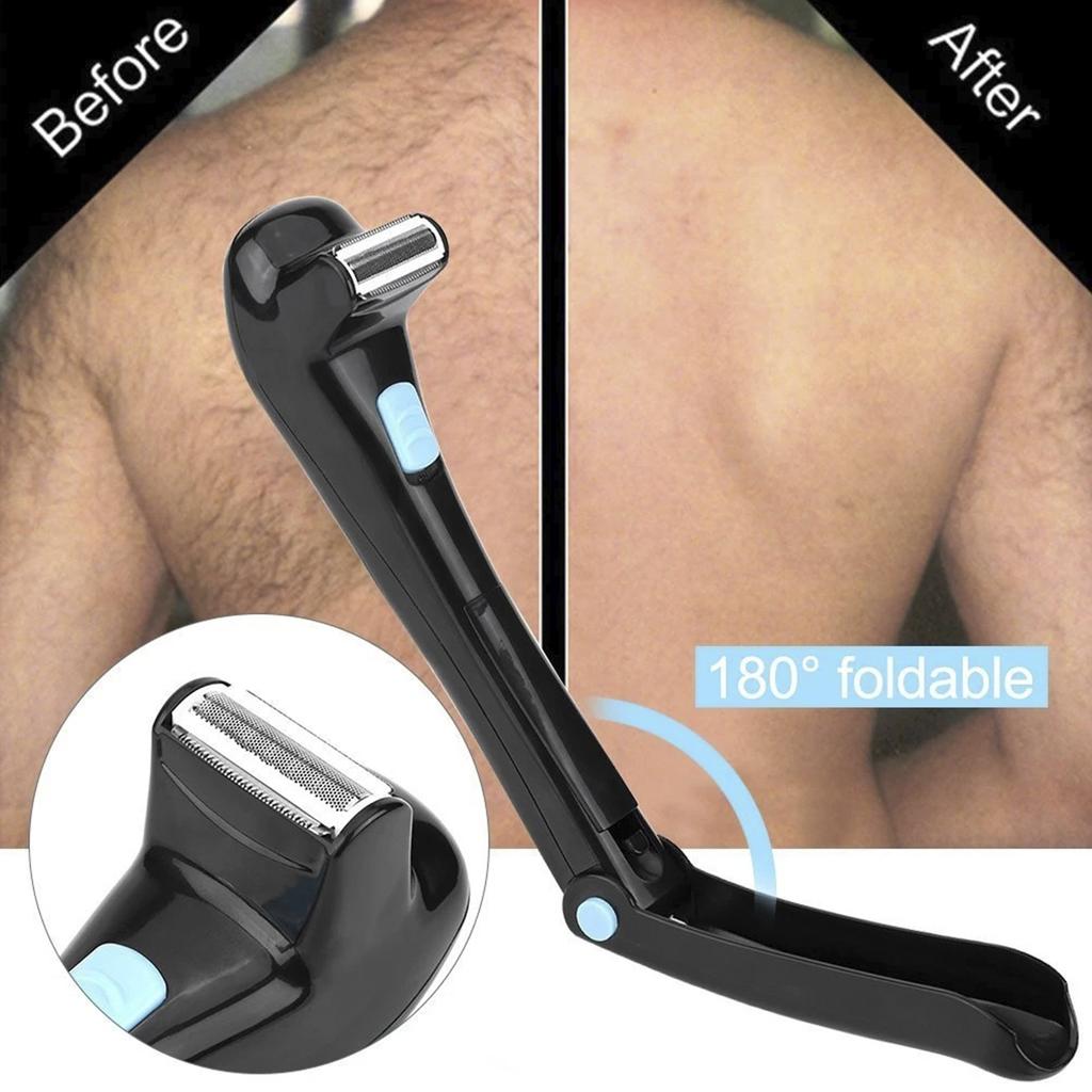 14.7inch Electric Back Hair Shaver Cordless Body Shaver 180 Degrees Foldable Back Razor Pain-Free Back Hair Removal Shave