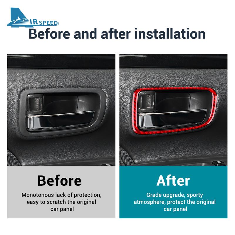 For Mitsubishi Outlander 2013-2018 Real Soft Carbon Fiber Sticker LHD RHD Car Door Inner Handle Frame Accessories