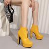 Kurze Stiefel für Damen mit hohen Absätzen, Herbst und Winter, im europäischen und amerikanischen Stil, wasserdichte Plateaustiefel mit dickem Absatz, einfarbig, große römische kurze Stiefel