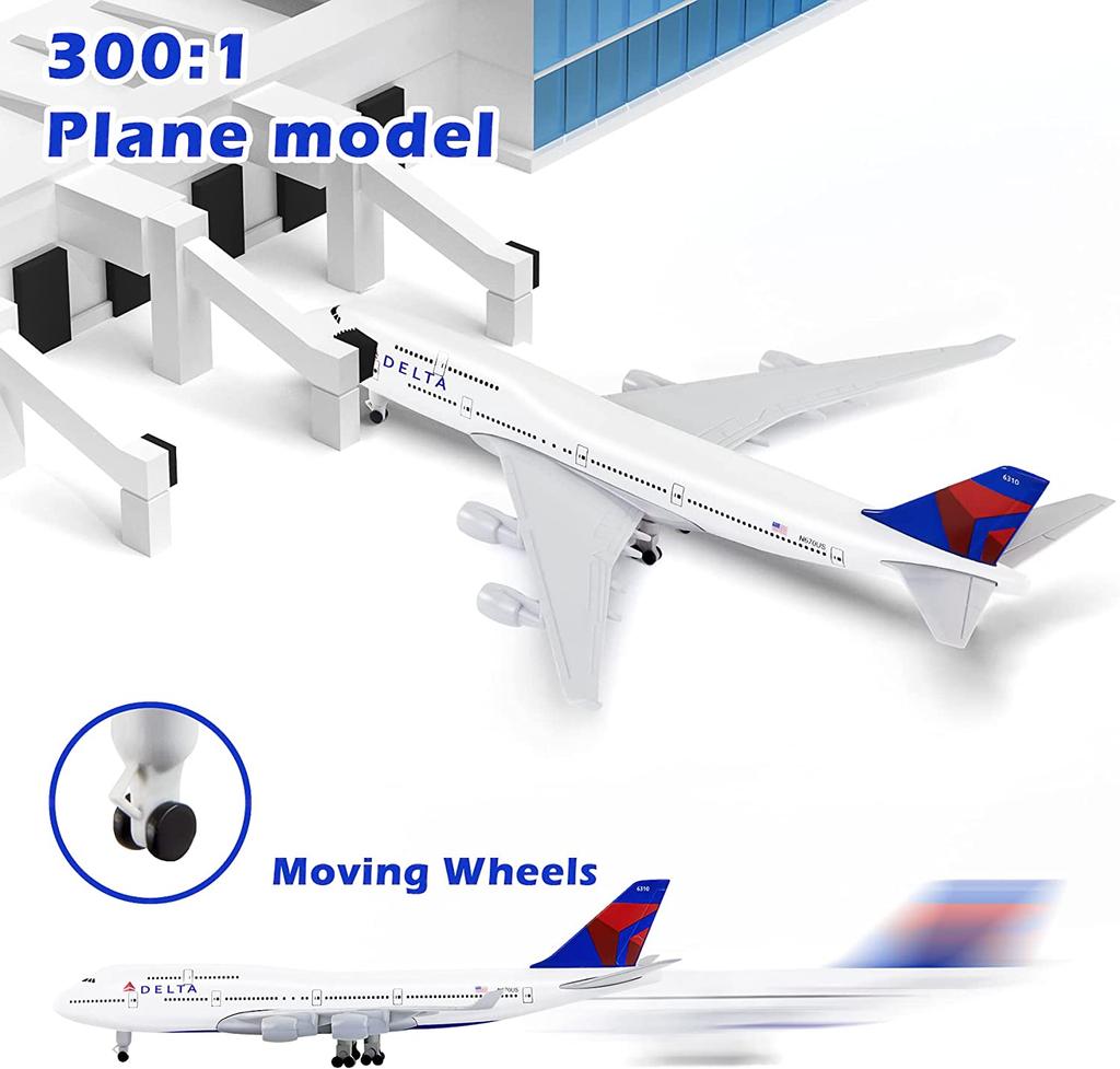 1/300 Diecast Airplanes American Delta Airplane Model Airplane Boeing 747 Model Plane for Adults Collection Office Desktop Decor