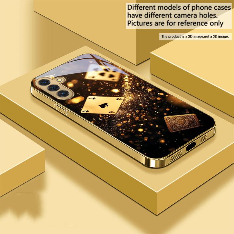 Mysterious Golden Poker For Samsung Galaxy S20 FE S21 S22 S23 Plus S24 Ultra 25Ultra S21+ S9+ S22Plus Golden Glass Phone Case