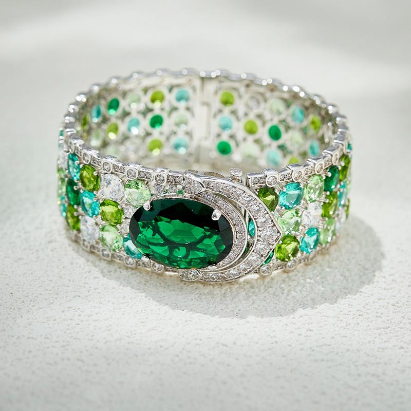 Musla Design Wedding Bracelet for Women Exquisite Colored Stone Sparkly Design for Banquet and Anniversary Accessories
