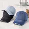 Ripped Brim Denim Baseball Cap Hole Visor Distressed Peaked Cap Casual Adjustable Cowboy Baseball Hats For Man Women Unisex