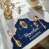 Ramadan Kareem Mubarak Linen Placemats Holiday Party Decor Navy Blue Moon Lantern Eid Al-Fitr Table Mats Ramadan Decorations