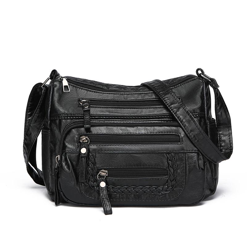 Damentasche Weiche Leder Mehrschichtige Schulter Umhängetasche Muttertasche