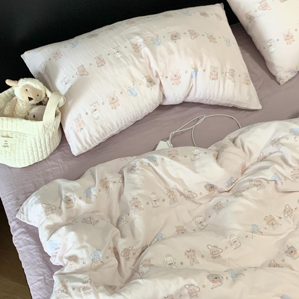Live Broadcast Explosion Class A Maternal And Infant Grade Cotton Pure Cotton Double-Layer Yarn 4-Pcs Set Student Children'S Dormitory 3Pc Quilt Cover