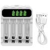 Lightweight USB C Battery Charging Base 4-Slot LCD Display for NiMH 2A 3A Rechargeable Batteries Charging Performances