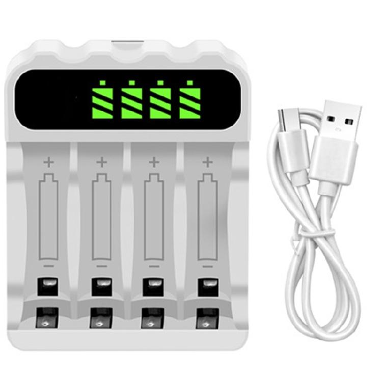 Lightweight USB C Battery Charging Base 4-Slot LCD Display for NiMH 2A 3A Rechargeable Batteries Charging Performances
