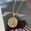 Vintage Greek Mythology Pendant Necklace With Carthage Goddess Prince Pegasus Coin Design Copper Plated Chain Men Women
