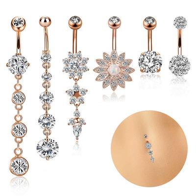 6 Piezas 14G Acero Inoxidable Anillos para el Ombligo Anillos para el Ombligo Joyería para Piercing