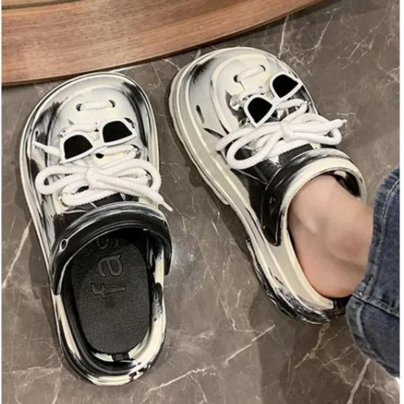 Women's Croc Shoes Thick Sole Increased Anti-Slip Two-Wear Beach Baotou Sandals Summer Baotou Slippers