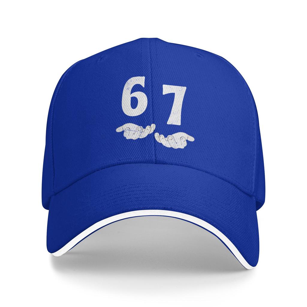 Funny 67 Meme With Hand Baseball Cap  Women Men Custom DIY Trucker Hat Summer Y2k Cute Running Hippie Sunscreen Baseball Caps