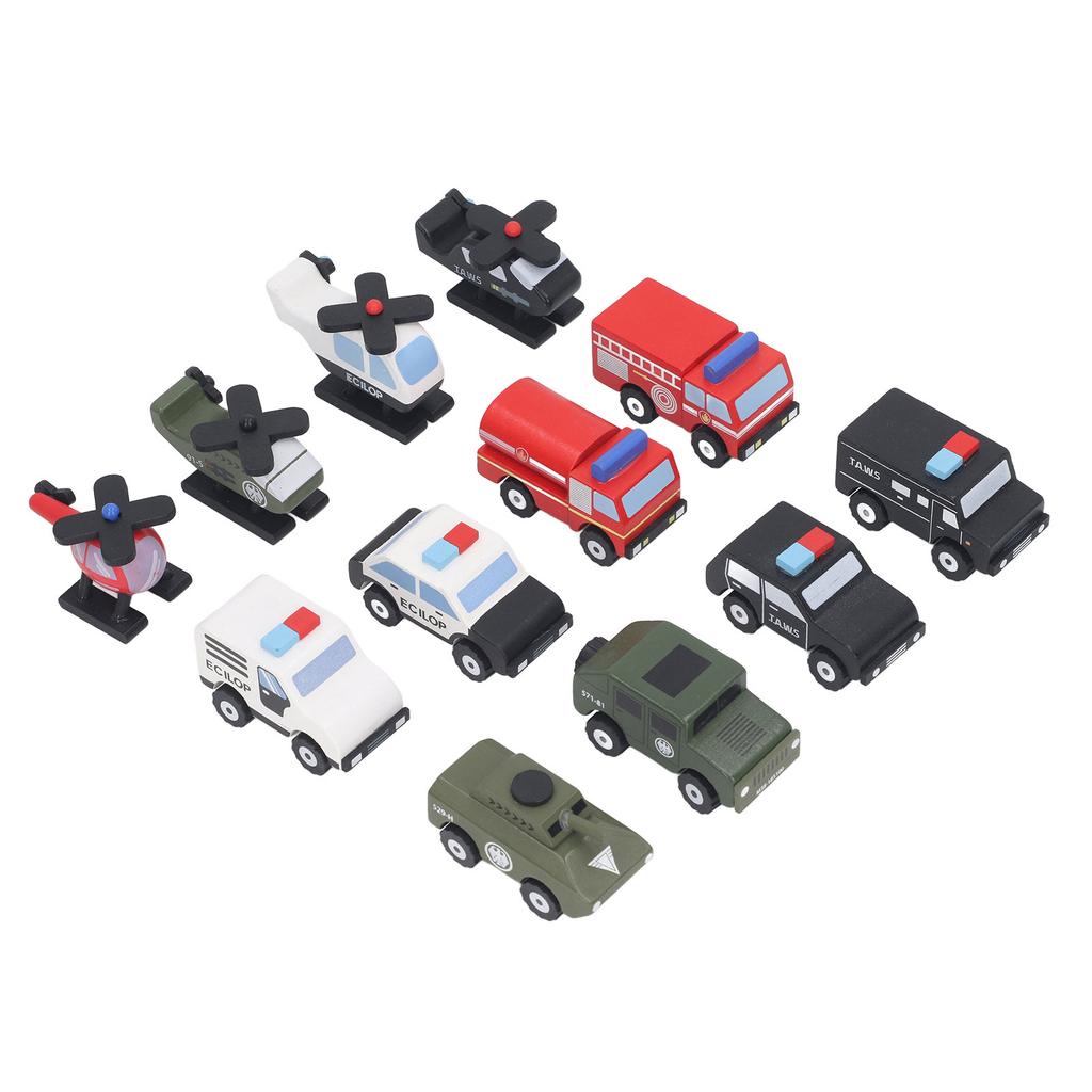 Miniature Toy Cars Plane Set Simulation Policed Car Series Wood Realistic Model Decoration Early