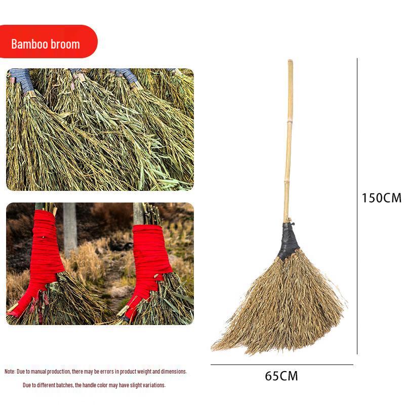 USAN HOME Natural Handwoven Bamboo Broom