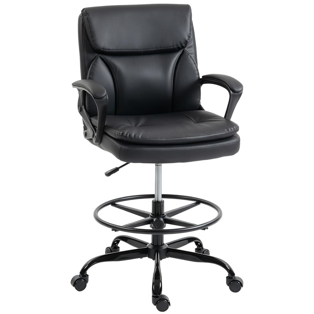 Ergonomic Office Chair, Drawing Chair, Adjustable Footrest, 61 x 61 x 108 cm, Black