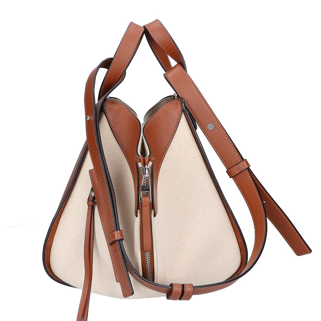 LOEWE A538S35X27 Leather x Canvas Hammock, Small, 2-Way Shoulder bag Tan x NaturalUsed