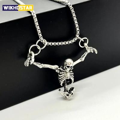 Punk-Stil Punished Man Skull Anhänger Halskette Männer Vintage kreative Hip Hop personalisierte Halskette Party Schmuck Zubehör