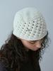 KOBKINO Handmade Crochet Beanie (Ivory,Black)