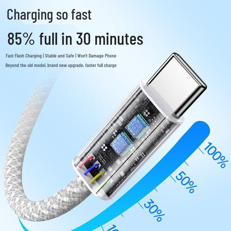 120W Dual Type-C Fast Charging Cable for Apple 15/16, Huawei, Honor, and Laptops - 6A High-Speed