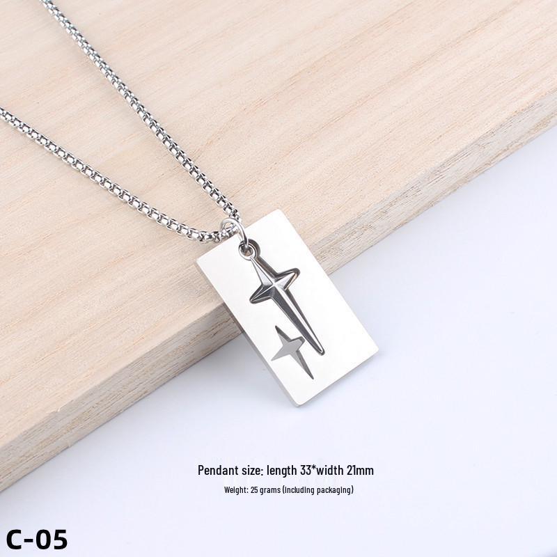 Colier Unisex cu Pandantiv Cruce Stil Hip-Hop - Accesoriu Bijuterie din Oțel Inoxidabil