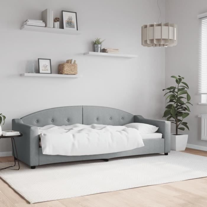 VidaXL Lit de repos gris clair 80x200 cm tissu 354178