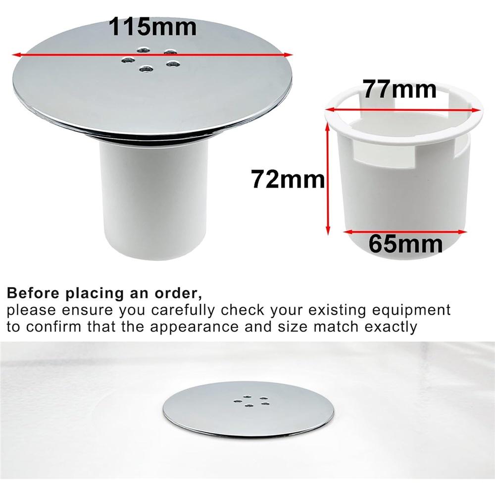 Shower Drain Cover, Chrome, 90mm/115mm, Modern, ABS Plastic And Metal, Removable Top, Fast Flow