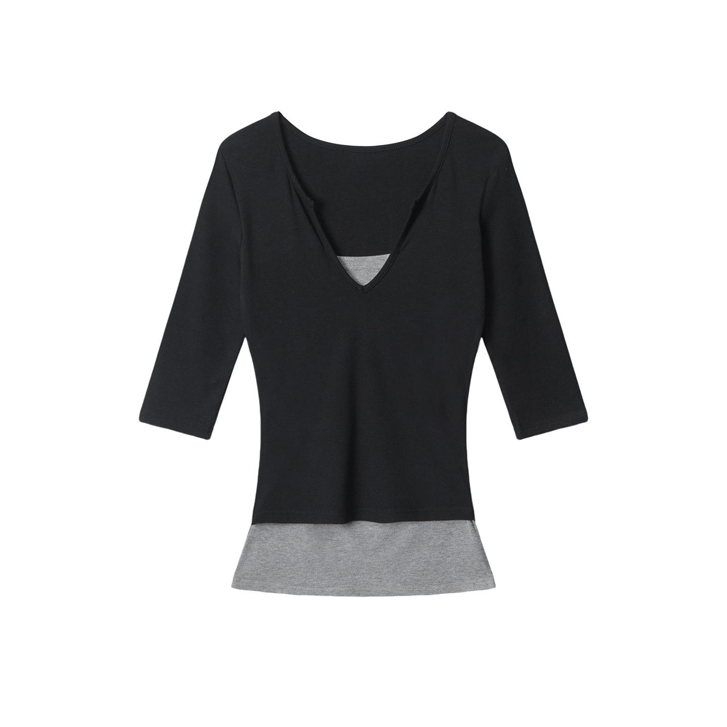 HeyHenry Women s Retro V-Neck Slim Fit Half-Sleeve T-Shirt - 2026 Spring/Summer Collection Medium