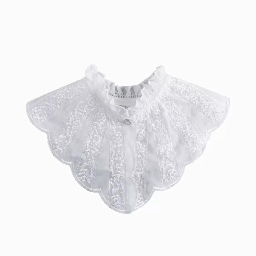 Women White Embroidered Fake Collar Elegant and Fashionable Shirt Versatile Decoration Stand Collar Detachable False Collar