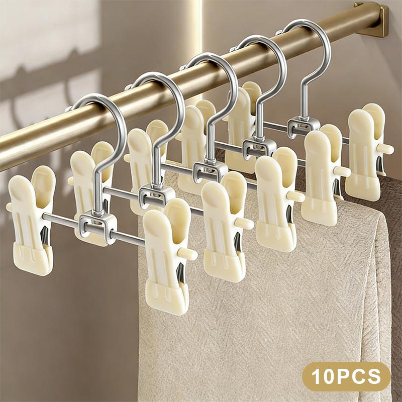 

Multifunctional Stainless Steel Clothespins With Portable Hook Traceless Clip Children S Pants Hanger For Storing Jeans Skirts 10pcs