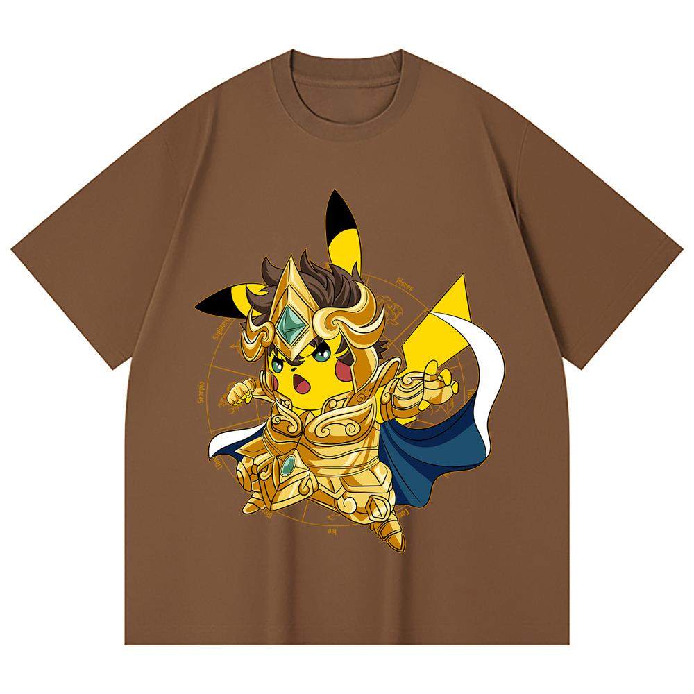 230 Gsm 100% Cotton Pokemon V25 Pikachu Leo Print Unisex Heavy Cotton T Shirt