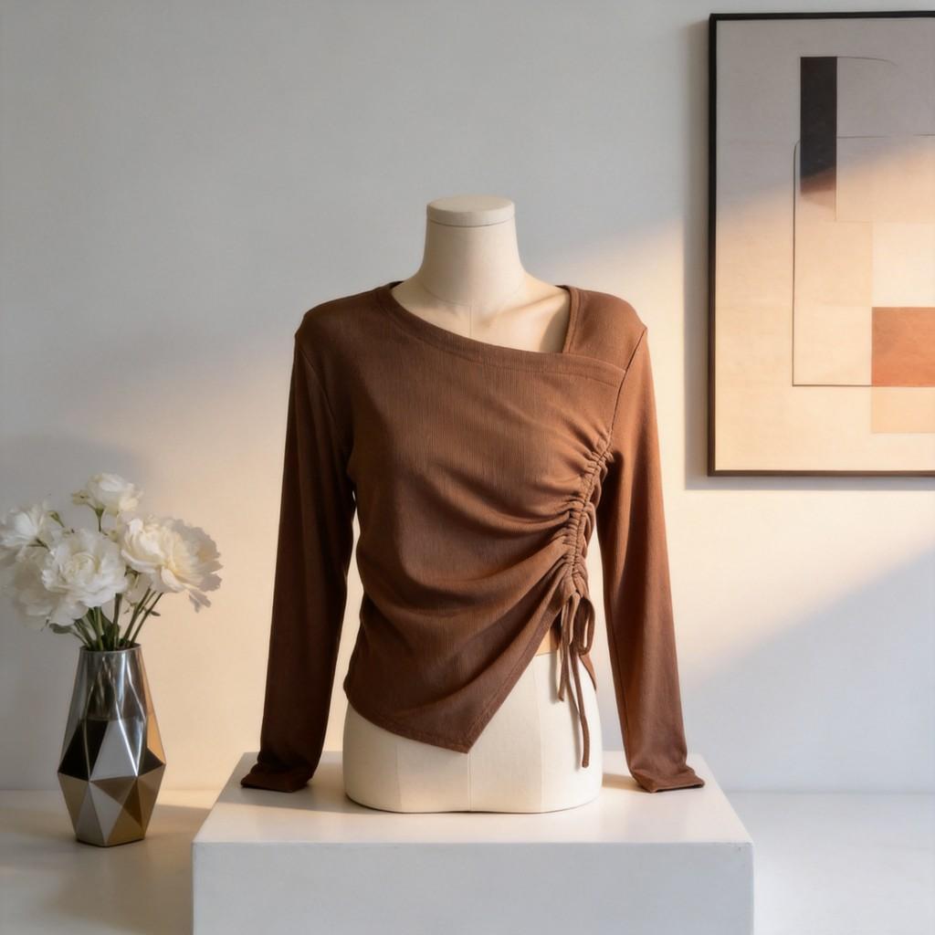 Elegant Plus Size T Shirt With Pleated Design For Casual And Office Wear