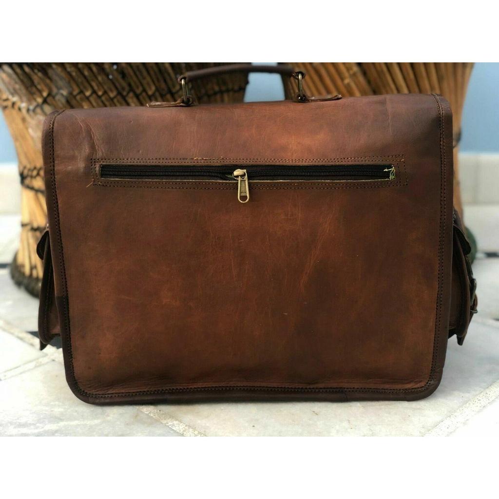 Handmade Briefcase Satchel Wide Laptop Bag Men Leather Laptop Messenger