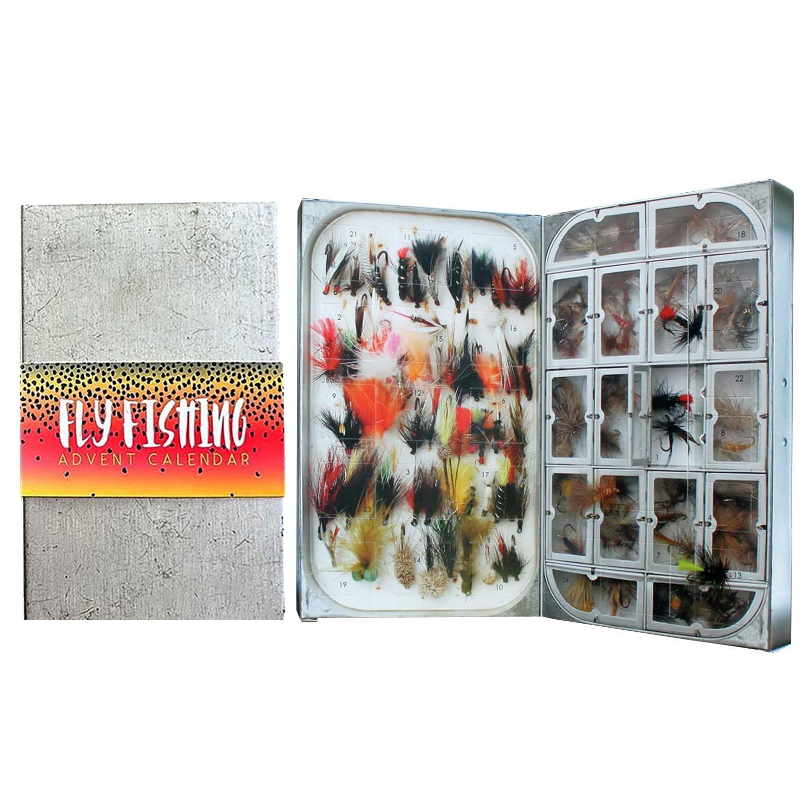 

Fly Fisherman Адвент-календарь Рождественский рыболовный адвент-календарь 24-дневный адвент-календарь для нахлыста с 24 рыболовными крючками для нахлыста One Size
