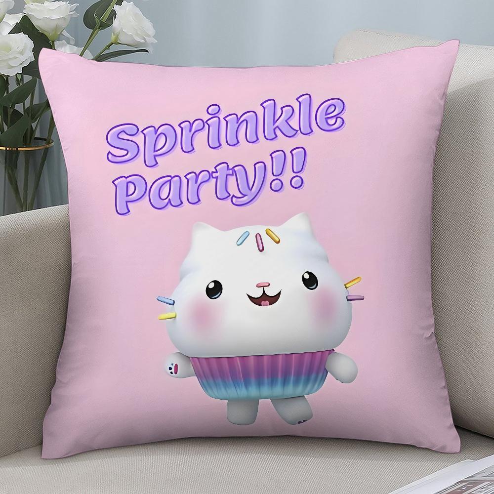 Federa Cuscino Gatti Casa delle Bambole di Gabby per Bambini Copricuscini Corti in Peluche Decorazione Divano Regalo Casa Stampa Double-Sided Federa Cuscino