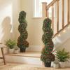Artificial Rose Spiral Topiary Tree Set of 2, Indoor Outdoor Fake Plants with 630 Leaves, 90cm