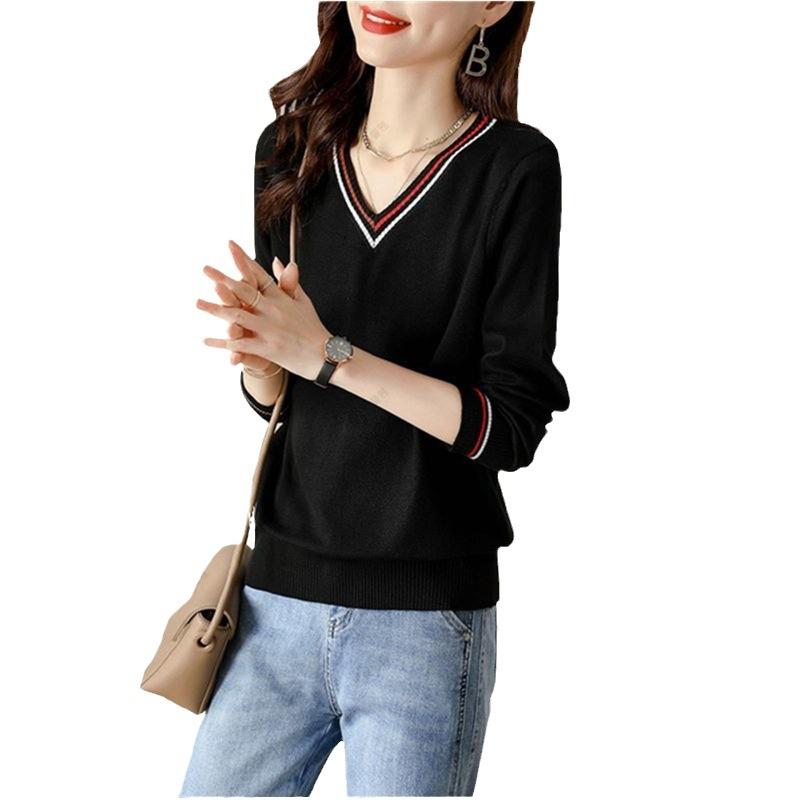 Spring and Autumn Women's Knitwear Long-sleeved Top Loose Thin Bottoming Shirt Tide