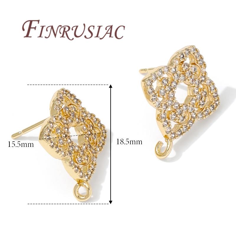 

18K Gold Plated Earring Stud Needle with Ring Connectors,DIY Earrings Making Accessories,Supplies For Jewelry 1 pair