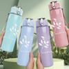 1PC Thin rose line sketch minimal print 750ml colorful plastic sports water bottle leakproof pop up lid with straw for outdoor work home use