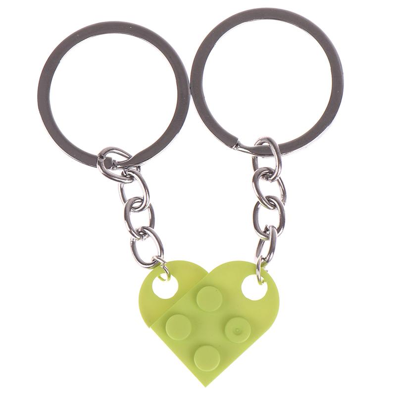 Portachiavi in ​​mattoni con cuore d'amore carino da 2 pezzi per regalo di gioielli di compleanno di amicizia di coppia