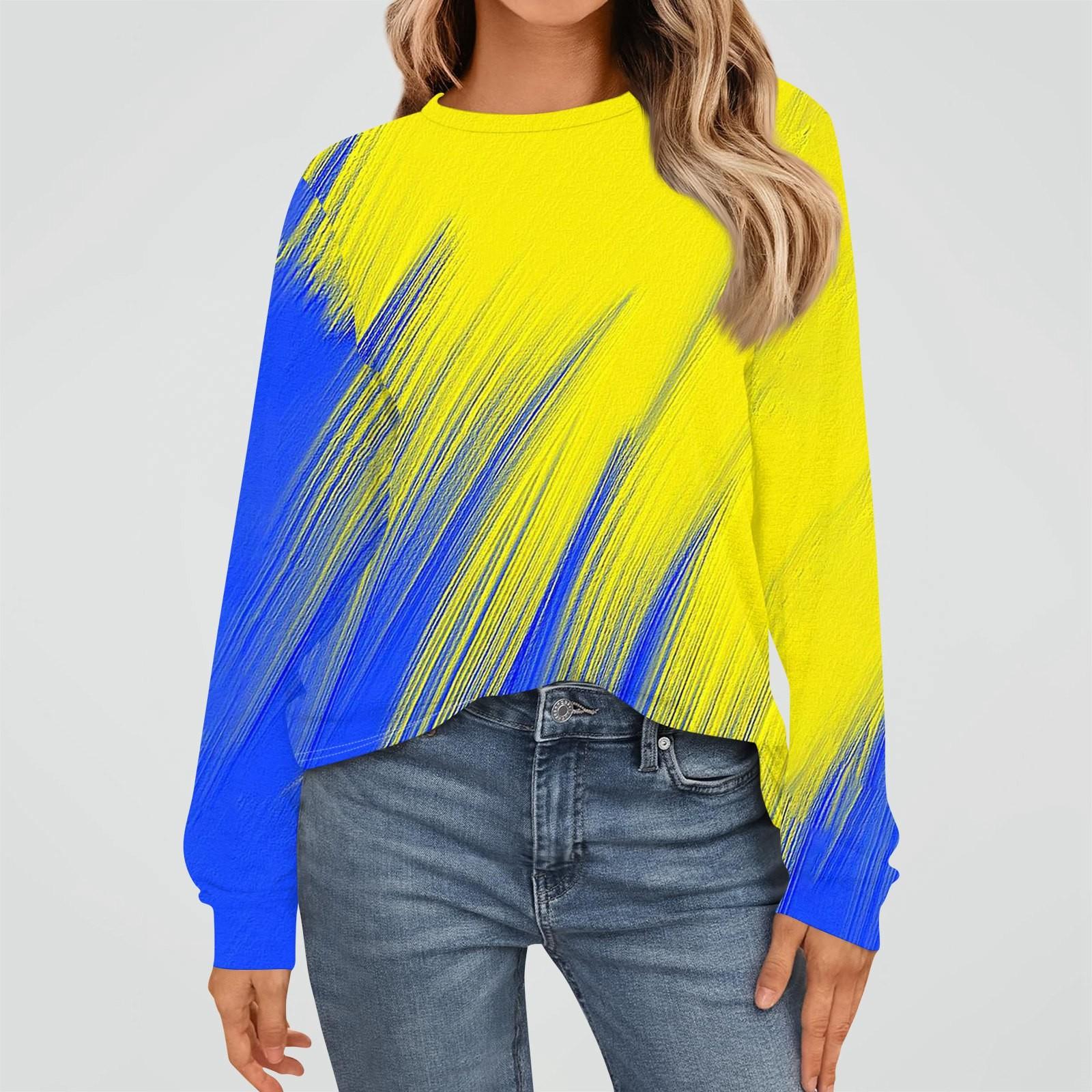 

Женская мода рубашки с длинным рукавом свободные облегающие с круглым вырезом базовые топы повседневные наряды XL жёлтый