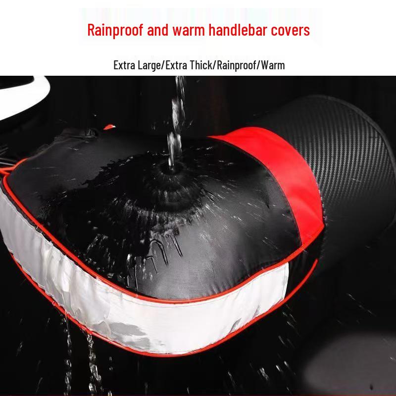 Winter Warm Fleece-Lined Motorcycle Handlebar Covers: Windproof, Water-Repellent, and Reflective