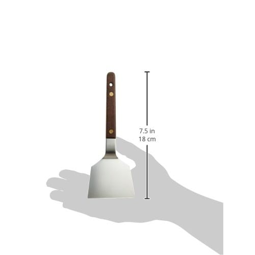 Kanda Kan Okoshi-Kan Stainless Steel Spatula, Medium, Made In Japan, Tsubame-Sanjo, with Wooden Handle, Perfect for Okonomiyaki and Teppanyaki, 065002